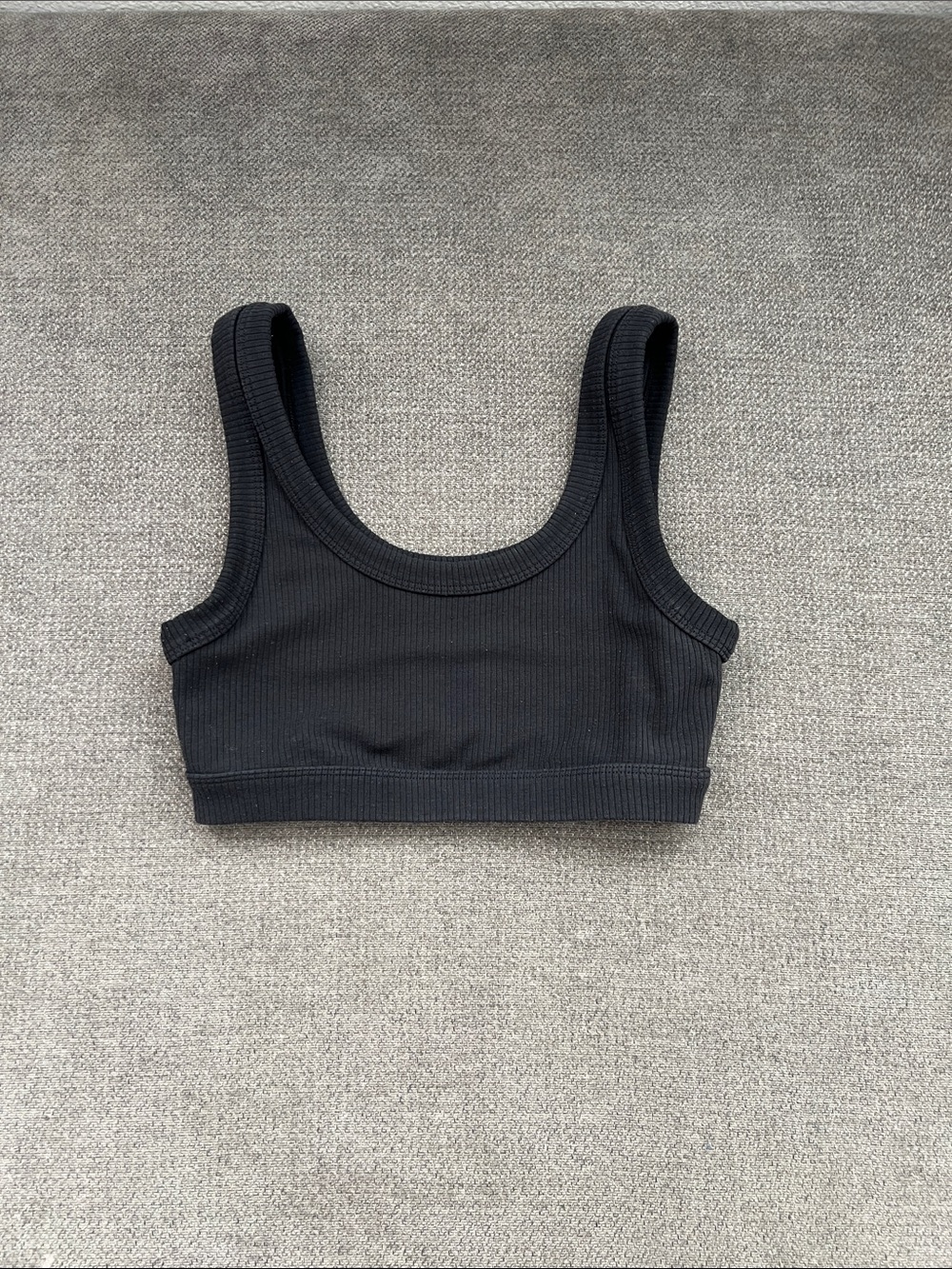 ALO Yoga Black Ribbed Scoop Sports Bra
